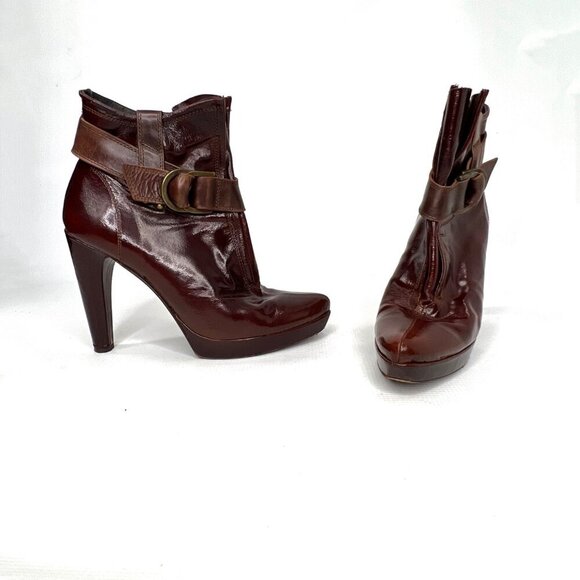 ANTIK DENIM Burgundy Brown Ankle Slip On Ankle Boots 7 - Picture 3 of 13